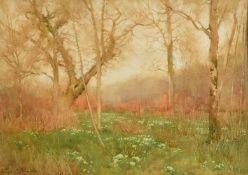 Hugh L Norris (1863-1942), 'Primrose Time', an early year landscape, watercolour, signed, 10