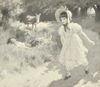 Percy Tarrant (1855-1934), 'Maggie', oil on board, en grisaille, 5