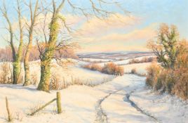 Mervyn Goode (20/21st Century), 'Beeches on the Snow-Clad Downs', oil on canvas, signed, 24