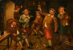 Manner of David Wilkie, gentlemen making merry in a tavern, oil on canvas, dated 1882, 10