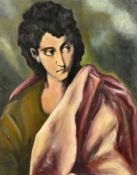 Manner of El Greco, head and shoulders study of a young male, oil on canvas, 14