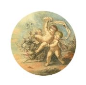 Bartolozzi after Cipriani, a pair of 19th Century prints of playful cherubs, 4.5