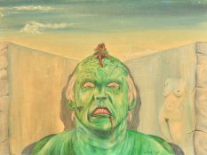 Leholt (late 20th Century) Surrealist School, a monster with a nude 12