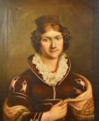 Early 19th Century English School, a portrait of a lady with a lace collar, oil on canvas, 24