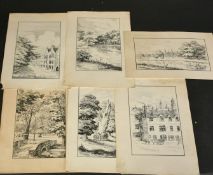 Edward Burrow, late 19th Century, a collection of eight pencil signed etchings of Eton College, 8