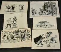 Bill Martin, a collection of nine unframed original artworks for the Sunday Express, (9).