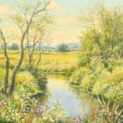 Mervyn Goode (20/21st Century), 'Backwater Alders in July', oil on canvas, signed, 10