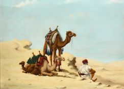 De Hoenische (late 19th Century), a pair of oil on canvas scenes, one of an Arab gentleman resting