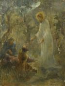 A. Restif, Circa 1892, a pair of oil on canvas scenes of religious subjects, one signed and dated