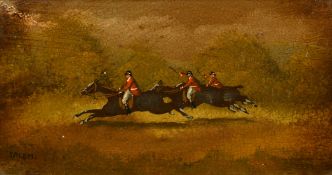 Saletti, 20th Century, a set of four oil on board hunting scenes, each signed, each 4