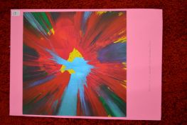 In the manner of Damien Hirst, a square shaped spin painting, mounted but unframed.