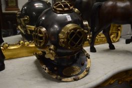 A reproduction divers helmet.