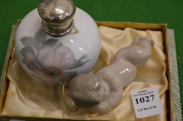 Copenhagen scent bottle and small Lladro angel.