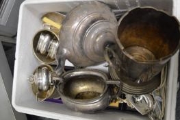 Silver cruets and various plated items.