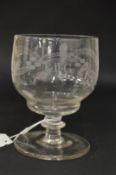 A heavy Georgian rummer engraved with garlands end 'E.D.G.'.