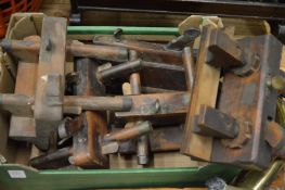 A collection of early wood working rebate planes.