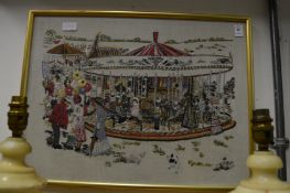 An embroidered picture.