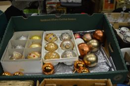 A quantity of Christmas decorations.