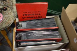 Albums containing first day covers, stamps together with a football book.