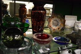 A good collection of colourful glassware.