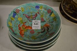 A set of four Chinese famille verte dishes.