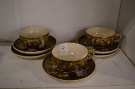 Japanese satsuma cups and saucers.
