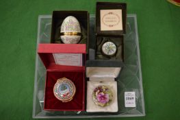 Halcyon Days enamel boxes.