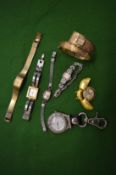 Various wrist watches, a novelty ladybird watch and other items.