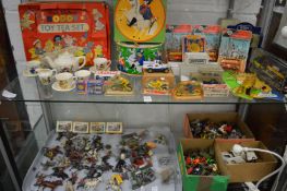 A collection of toys to include farmyard figures, Enid Blyton Noddy toy set with original box,