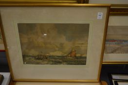 Nautical scenes, colour prints, a pair.