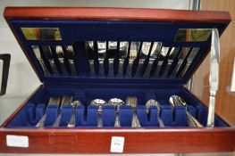 A cased canteen of cutlery.