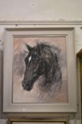 Gillian Harris, study of a black horses head, watercolour, signed together with a similar print.