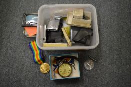 Two World War One medals presented to Private S J Carter, North Division Fusiliers, silver pocket