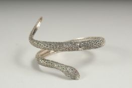 A silver naturalistic dragonfly bangle.