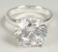 A silver solitaire cubic zirconia ring, size L, in a box.