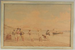 PIETRO BELLO (1830-1909): A WATERCOLOUR PAINTING OF AN ISTANBUL COASTAL SCENE, signed and dated