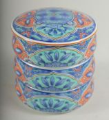 A CHINESE PORCELAIN SPICE TOWER, comprised of three bowls and cover.