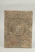AN UNUSUAL FINE POSSIBLY ANDALUSIAN SPANISH STUCCO PANEL, 24cm x 18cm.