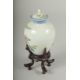 A SMALL CHINESE REPUBLIC PERIOD PORCELAIN JAR AND COVER, on a fitted wooden stand, painted with - Image 3 of 5