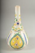 AN OTTOMAN TURKISH GLAZED POTTERY ROSEWATER SPRINKLER, 14cm high.