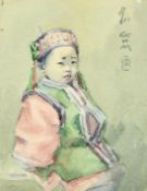 YAT ON, EARLY 20TH CENTURY CHINESE SCHOOL, a pair of watercolour portraits of high-born children,