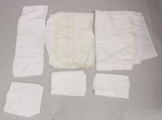 SIX EMBROIDERED WHITE TABLECLOTHS.