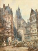 Paul Marny (1829-1914) 'Old Gate, Normandy', watercolour, signed and inscribed, label verso, 37