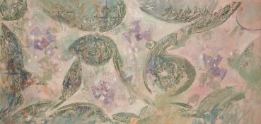 Modern British An underwater scene with a turtle and fish, oil on canvas,. 21