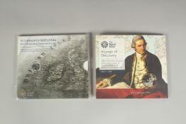 THE ROYAL MINT. SS GAIRSOPPA BRITANNIA, 2014, UK QUARTER OUNCE SILVER COIN on a card and VOYAGE OF