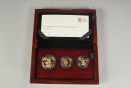 THE ROYAL MINT. THE SOVEREIGN, 2016, THREE COIN PREMIUM SET, No. 157. Double sovereign, sovereign,