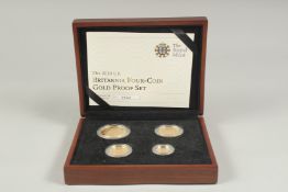 THE ROYAL MINT. THE 2010 UK BRITANNIA FOUR COIN GOLD PROOF SET. No. 0123. £100.00, £50.00, £25.