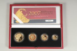 THE ROYAL MINT. 2007, UNITED KINGDOM GOLD PROOF FOUR COIN SOVEREIGN COLLECTION. Cerificate 0541. £