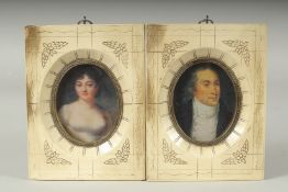 A PAIR OF FRAMED MINIATURES.