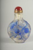 A PEKING BLUE GLASS SCENT BOTTLE.